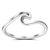 Greenpod 1mm Stainless Steel Wedding Rings for Women Girls Silver Thin Vsco Wave Ring Stackable...