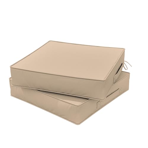 Outdoor Chair Cushions 24 X 24 X 5 Inch Patio Furniture Cushions Waterproof & Fade Resistant Outdoor Cushions for Patio Furniture with Handle & Adjustable Straps Set of 2