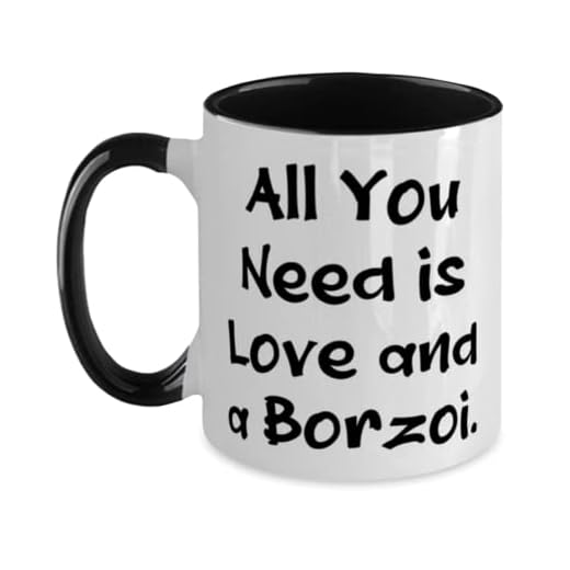 Cool Borzoi Dog Two Tone 11oz Mug, All You Need is Love and a Borzoi, Cute Gifts for Friends, Holiday Gifts, , Borzoi dog toys, Borzoi dog beds, Borzoi dog collars, Borzoi dog food, Borzoi dog treats,