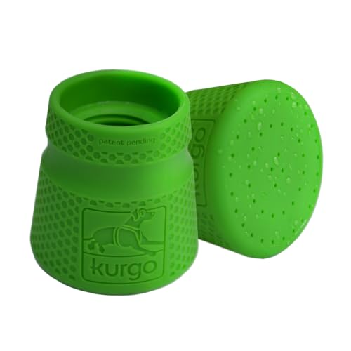 Kurgo Mud Dog Douche Portable en Silicone pour Chien, Accessoire de Voyage pour Chiens à Utiliser avec Bouteille en Pet de 2 L, réutilisable, Vert