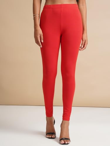 Image of ONE SKY Women Full Length Leggings | Cotton Modal Spandex Blend | High Waist Stretchable & Bio-Washed Fabric | Colour-Lock Technology | Comfortable Leggings for Women
