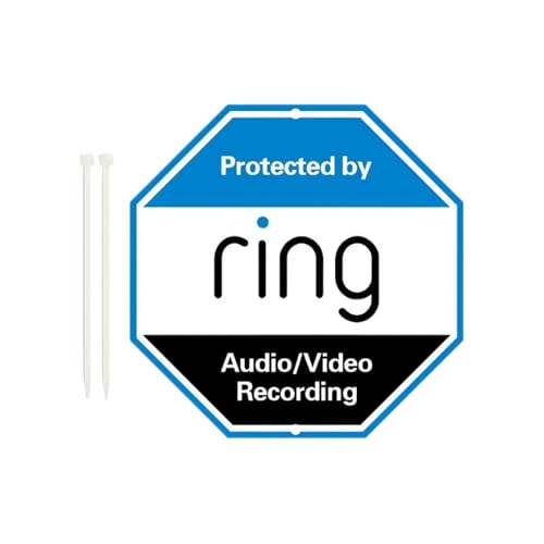 Ring Sign, Ring Security Yard Sign, 10'x10' Rust Free, 100% Aluminum, Durable Outdoor & Indoor Safety & Warning Sign for Home, Office, Property Protection