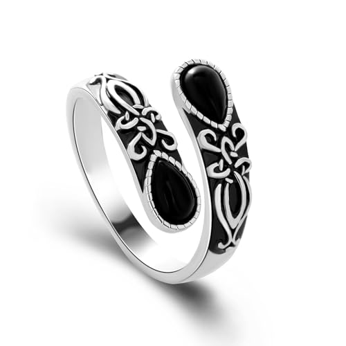 925 Sterling Silver Adjustable Spoon Ring - Vintage Boho Open Finger Jewelry thumb rings for women, Handmade Thumb Ring with Nature Inspired Designs