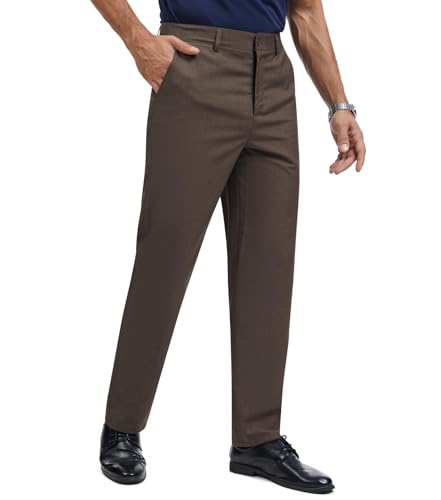 Image of Men's Tall Classic Fit Flex Flat Front Dress Pants Formal Pants for Business & Office