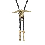 Joxevyia Cow Skull Bolo Tie Native American Bull Skull Bola Tie Vintage Bolo Necktie for Men Women Costume Accessories