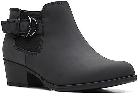 Clarks Women's Adreena Field Ankle Boot, Black Leather, 6.5 Wide | Image 3