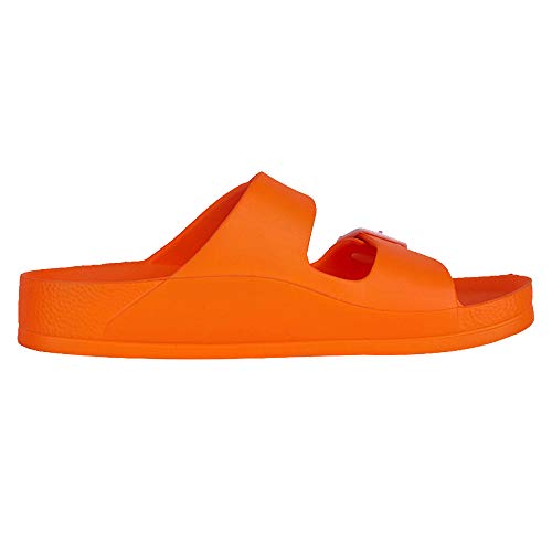 Funkymonkey Women's Comfort Slides Double Buckle Adjustable Eva Flat Sandals (8 M Us, Fluo Orange) #TOP2