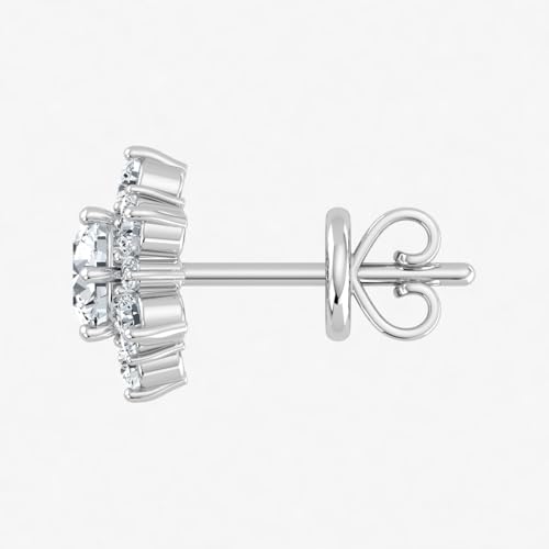 0.75-1.00 Carat Lab Grown Diamond Snowflake Design Flower Elegant Stud Push Back Earrings for Women 14K Yellow & White Gold (VS Color EF Clarity)3
