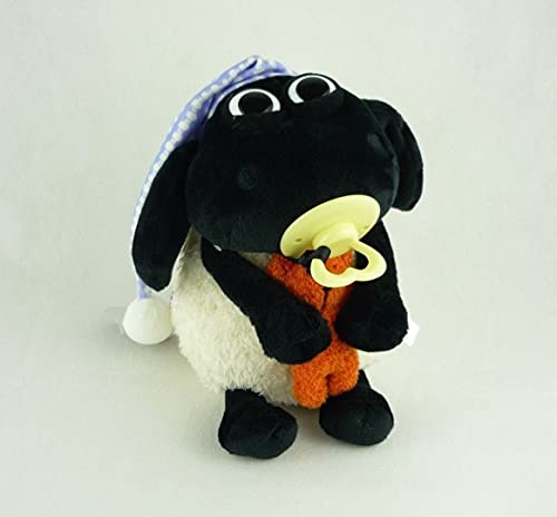 Shaun das Schaf Kuscheltier Timmy mit kleinem Bär, Schnuller und Schlafmütze, 25 cm, Farbe: Weiß/Schwarz
