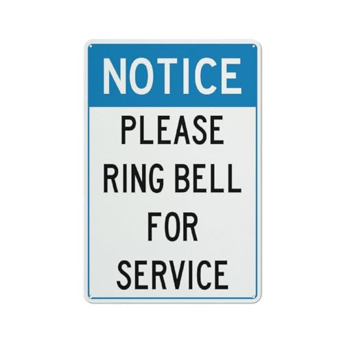 Letrero De Metal Aviso por Favor Toque El Timbre para El Servicio Retrato No Es Fácil De Deformar Chapas Metalicas No Se Oxida Fácilmente Placas Metálicas para Club WC Garaje 20X30Cm