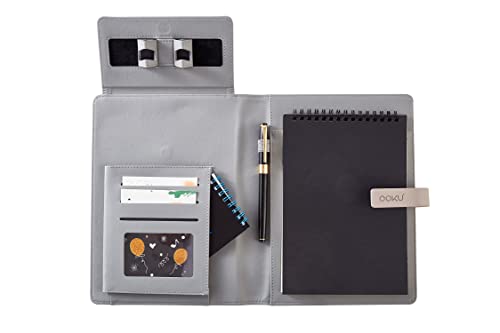 Ooku Pu Leather Notepad Portfolio Organizer | Compatible With Rocketbook Flip Executive Size, Legal Pads Notepad Holder | 6" X 8.8" Personalized Padfolio W/Phone Stand | A5 Travelers Notebook Cover #TOP7