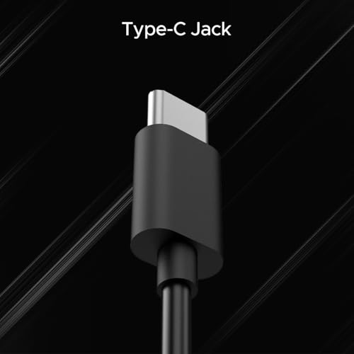 Image of Lynacz Original Type-C Wired Earphones 100 C with Mic, Compatible with Samsung, Oppo, Xiomi Lightweight Design Tangle Free & Deep Bass, Easy Fit Design (Black)