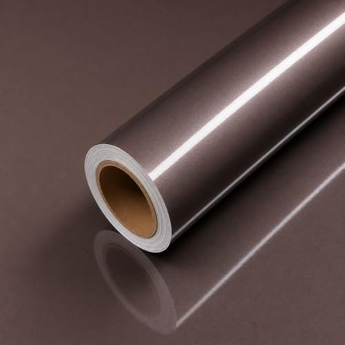 Image of HOME13 Brown Self Adhesive Wallpaper Glossy Vinyl Wall Sticker Decorative Removable Peel & Stick Kitchen Wallpaper for Cabinet Counterop Table (20x120 Inch)