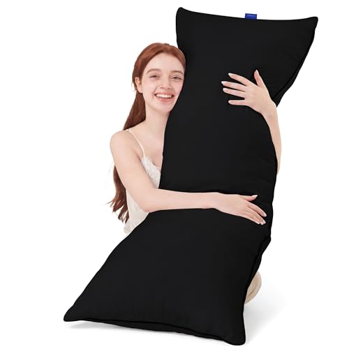 YZ HOME Memory Foam Body Pillow Insert - Full Body Pillow for Adults - Soft Large Long Bed Pillow for Side Sleeper(20x54 Inch Black)