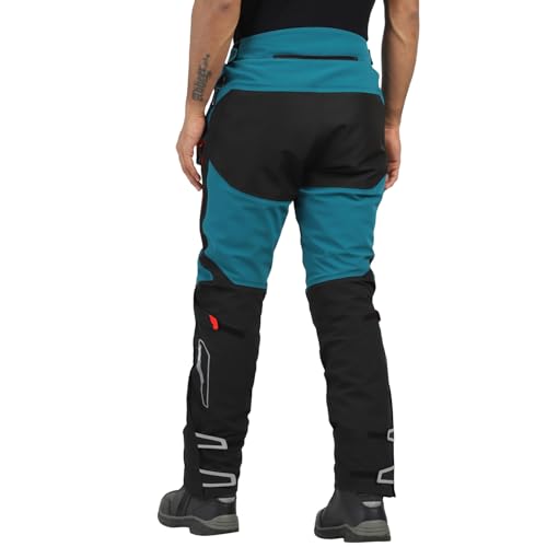 Image of Royal Enfield ADVENTURER XT RIDING TROUSER| CE level 2 armor at knee & hip | High abrasion resistance 610 D cordura fabric | Superfabric at Knees | Waistband adjusters | TEAL 38 inch