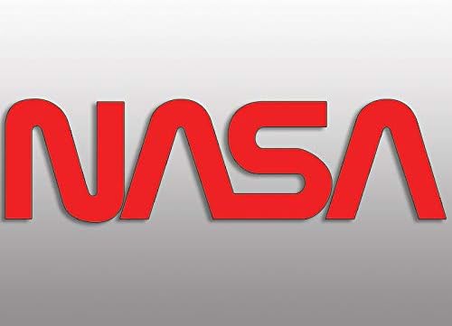 JR Studio 2x7 inch Worm Lettering RED NASA Sticker - Space Nerd Science Logo Letters Geek Vinyl Decal Sticker Car Waterproof Car Decal Bumper Sticker