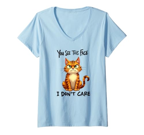 Femme Chat drôle Antisocial Bad Attitude, Introvert Moody Kitty T-Shirt avec Col en V