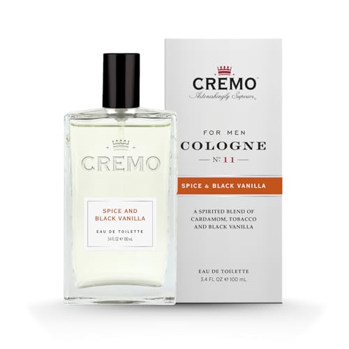 Cremo Men's Eau de Toilette, Spice and Black Vanilla Cologne for Men, Spicy Men's Perfume Gift for Men, 100 ml