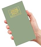2026-2027 Pocket Calendar for Purse, Two-Year Monthly Planner from Jan 2026 to Dec 2027, Compact Mini Planner for On-the-Go Scheduling and Quick Notes, Green