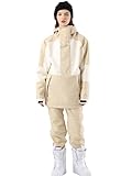 HOUZONIY Herren Damen Skianzug Schneeanzug Damen Skioverall Winter Warme Schnee Skifahren SäTze Outdoor Jumpsuit Mit Kapuze ReißVerschluss SkianzüGe Wasserdicht Snowboard Skisuit(T2152+Khaki S)