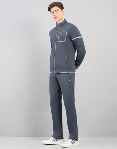 Image of Monte Carlo Men's Regular Fit Solid Stand Collar Full Sleeve Tracksuit| Men Track Suit | Stylish Sportswear Set with Jacket and Lower | Activewear Set For Men's (Pack Of 1)