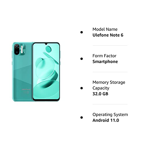 Ulefone Unlocked Smartphone, Note 6 Android Phones Unlocked, Triple Card Slots, 5Mp+2Mp, 6.1" Ips Full-Screen, 3G Dual Sim Cell Phone Unlocked, 32Gb, 3300Mah, Face Recognition, Cheap Phones - Green #TOP7