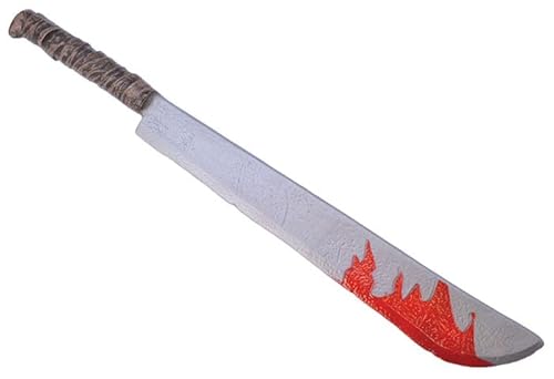 Props4shows Plastic Jumbo Machete with Fake Blood Splatters