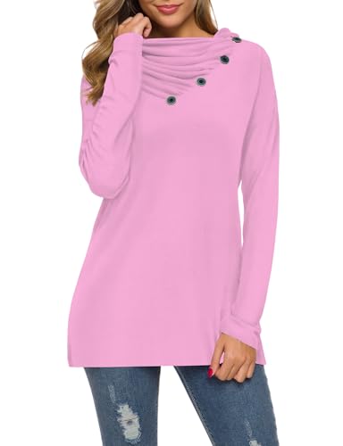 Image of WEACZZY Women's Long Sleeve Shirts Button Cowl Neck Casual Loose Tunic Tops Blouse Dressy Fashion 2026