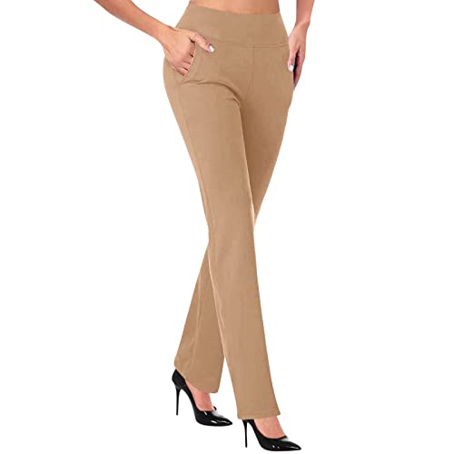 SMIDOW Dress Pants Women High Waisted Straight Leg Regular Fit Bootcut Business Work Office Pant with Pockets