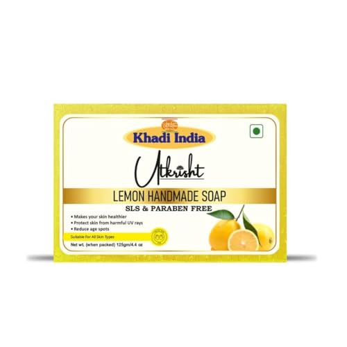 Image of Khadi Lemon Handmade Bathing Soap Bar 125g | Natural & Herbal | Enriched with Vitamin C | Deep Cleansing For Glowing & Brightening Skin | Help Control Acne & Blemishes | All Skin Types