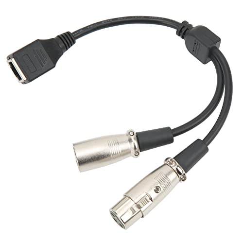 Bewinner Cable Adaptador RJ45 Hembra a XLR Macho Hembra, Conector de Transmisión de Señal de Audio de 25cm, Funda de Goma Flexible, Plug & Play