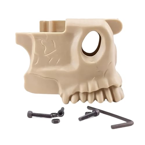 HXCSYC Skull Design Magazine Well Cover for Airsoft Guns - DIY Graffiti Surface, Lightweight Nylon Fit for Tactical Toys and Cosplay Props(Brown)