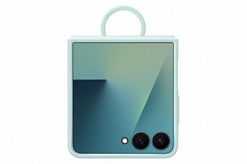 Samsung Carcasa de Silicona para Galaxy Z Flip7, Incluye Soporte para Anillas, Silicona, antigolpes, Fina y Antideslizante, Color Verde Menta