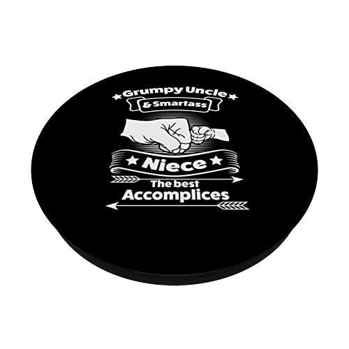 grumpy uncle smartass niece the best accomplices Uncle Niece PopSockets Swappable PopGrip, Black - Image 2