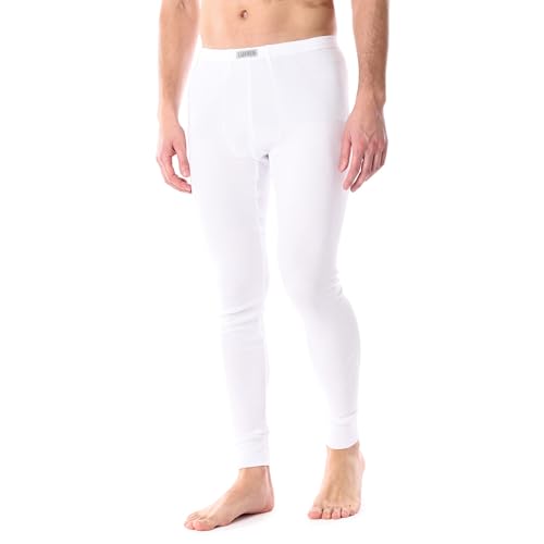 Ladeheid Calzoncillos Hombre Largos Algodon – Ropa Interior Térmica Hombre para Invierno - Pantalones Térmicos Cálidos y Transpirables para Uso Diario y Deporte LA40-247 (Blanco, L)