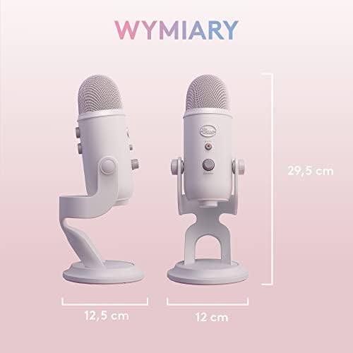 Logitech G Blue Yeti Premium Mikrofon USB do Streamingu Gier, Technologia Blue VO!CE, PC, Podcast, Studio, do Komputera, Motywy Streamlabs, Odpowiednie Wykończenie - Biały