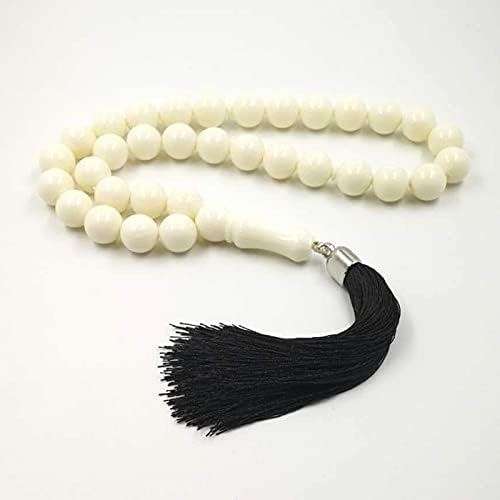 Tasbih White Resin عاج Imitation Ivory Color Muslim Rosary Bead misbaha (16mm x 33beads)