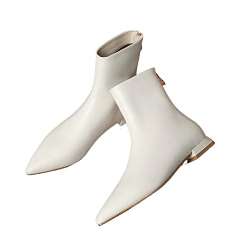 Bottes courtes en cuir femme talon haut bottines bout pointu tendance