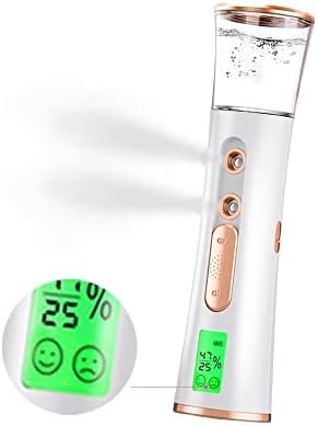 Handy Nano Mist Sprayer, Double-Hole Nano Facial Mister with Skin Analyzer Moisture Tester, Portable Mini Facial Steamer for Eyelash Extensions and Face Moisturizing, 30ml Visual Water Tank