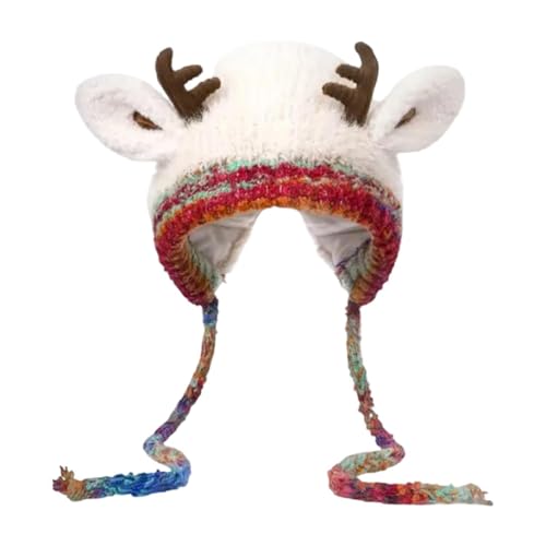 Bonnet de Noël à motif de renne accessoire hivernal chaud 2 en 1 pour homme et femme