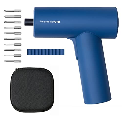 HOTO Cordless Screwdriver Set with Storage Bag, 3.6V Electric Screwdriver Rechargeable USB-C, 5 N.m Torque, 2000mAh Battery, LED Light & 10 Pcs Bits for Furniture/Electrical Repairs, Night Blue