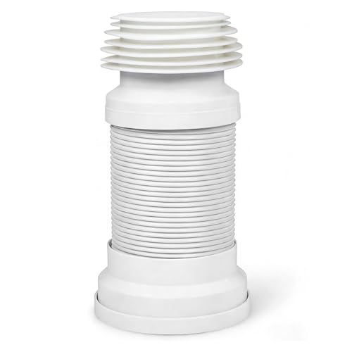 Juego de conexión para inodoro, tubo de conexión para inodoro, flexible, 250 – 500 mm, manguera de desagüe para sifón, tubo de inodoro universal (blanco)