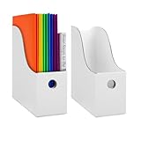 Dunwell White Magazine Box (2 Pack), Sturdy Cardboard File Folder Holder for Desk, Shelves, Office or Classroom, Ships Flat, Assembles in Seconds, Includes Labels