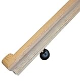 Solid Red Oak Handrail Kit with Wall Returns and Wall Mount Brackets (Matching Screws Included). 6010 Profile Unfinished. Indoor Use Only. (3 Ft, Black)