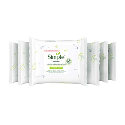 Simple lingettes visage micellaires lot de 6 paquets de 25 pour peau sensible