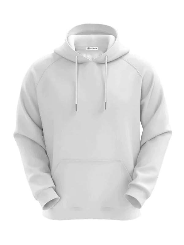 Image of DROBE Winter wear Relaxed Fit Plain Cotton Blend Full Sleeves Hoodie for Men