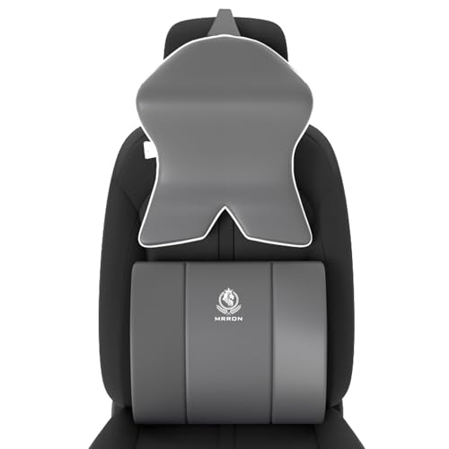 Image of MRRON Large Back Support Neck Rest for Chair & Car Seat, Orthopaedic Lumbar Support Memory Foam Backrest Cushion Designed for Back Pain Relief Pillow for Comfortable Sitting (Grey, Lumbar)