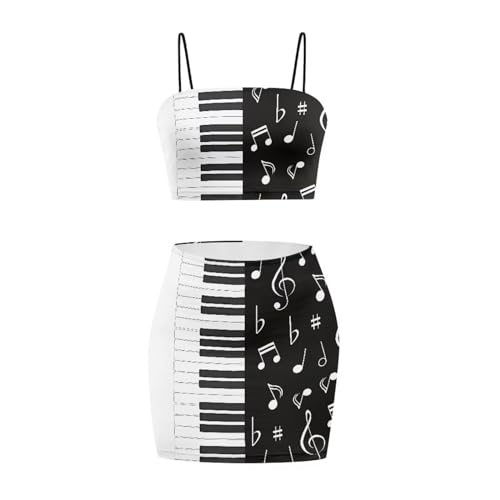 Image of Biyejit Women's 2 Piece Summer Outfits Spaghetti Strap Crop Tops and Bodycon Mini Skirt Dress Set Plus Size S-4XL