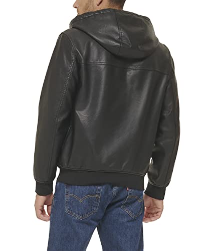 Image of Levi's Men's Buffed Cow Faux Leather Hoody Bomber