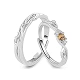 ANAZOZ Anillo para Mujer y Hombre Personalizado Plata de Ley 925, Redondo con Circonita, Anillos Plata Hombre Ajustables